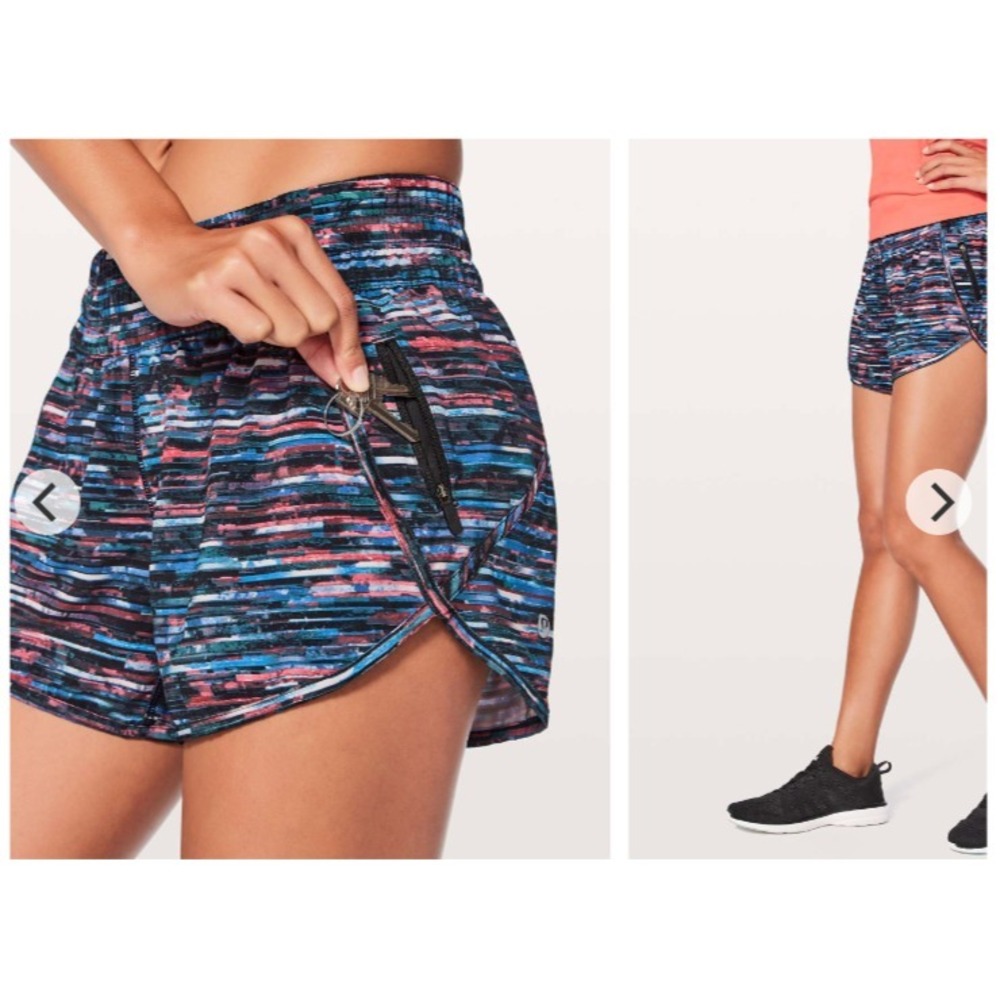 Lululemon Tracker Short V 4"‎ Running Waves Multi Striped Athletic Shorts Size 2